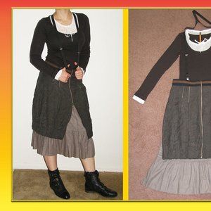 NEW RARE Cop Copine Peasant Dress Outfit M 8 Skirt Suspenders 3pc Boho Steampunk